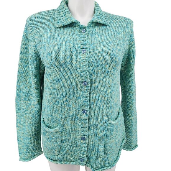 Orvis Vintage Womens Turquoise Button-Down Cardigan Sweater with Pockets M - Picture 2 of 9